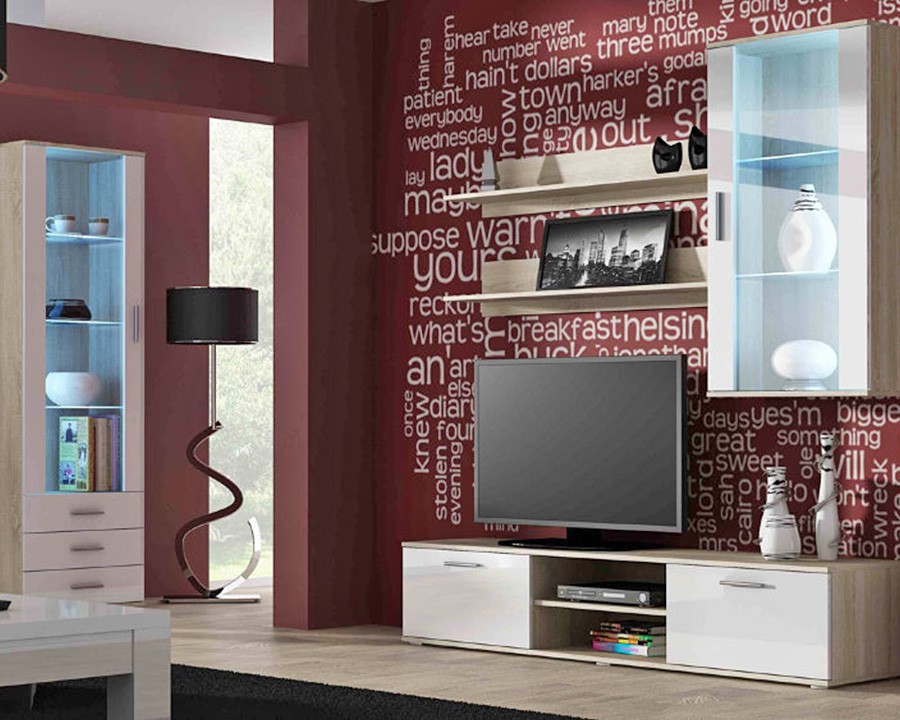 Гостиная Сохо 11 Белый Фасадный 0101 / Дуб Сонома 3025