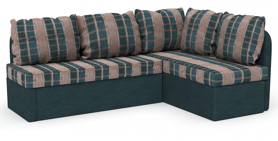 Диван угловой Берта дельфин бежевый/зеленый шенилл