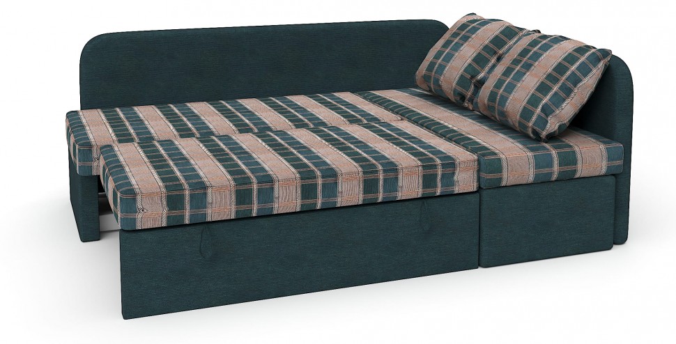 Диван угловой Берта дельфин бежевый/зеленый шенилл