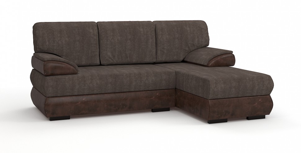 Угловой диван Фиджи велюр коричневый + экокожа коричневый