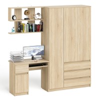 Мори Стол компьютерный МС-1 левый + Шкаф МШ1200.1 + Полка 900, цвет дуб сонома, ШхГхВ 210,4х50,4х209,6 см., НЕ универсальная сборка
