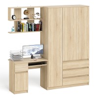 Мори Стол компьютерный МС-1 левый + Шкаф МШ1200.1 + Полка 900, цвет дуб сонома, ШхГхВ 210,4х50,4х209,6 см., НЕ универсальная сборка