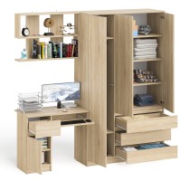 Мори Стол компьютерный МС-1 левый + Шкаф МШ1200.1 + Полка 900, цвет дуб сонома, ШхГхВ 210,4х50,4х209,6 см., НЕ универсальная сборка