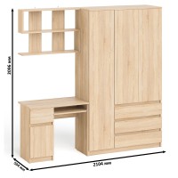 Мори Стол компьютерный МС-1 левый + Шкаф МШ1200.1 + Полка 900, цвет дуб сонома, ШхГхВ 210,4х50,4х209,6 см., НЕ универсальная сборка
