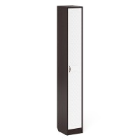 Прихожая П-6-350 Пенал, цвет венге/фасады МДФ белое дерево фрезеровка ромб, ШхГхВ 30х35х210 см., универсальная сборка