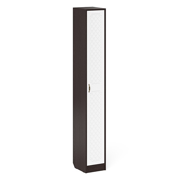 Прихожая П-6-350 Пенал, цвет венге/фасады МДФ белое дерево фрезеровка ромб, ШхГхВ 30х35х210 см., универсальная сборка
