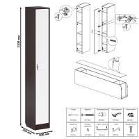 Прихожая П-6-350 Пенал, цвет венге/фасады МДФ белое дерево фрезеровка ромб, ШхГхВ 30х35х210 см., универсальная сборка