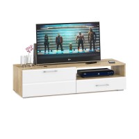 Спальня Стандарт 4-1800, цвет дуб сонома/фасады ТВ тумбы МДФ белый глянец, сп.м. 1800х2000 мм., без матраса, основание есть