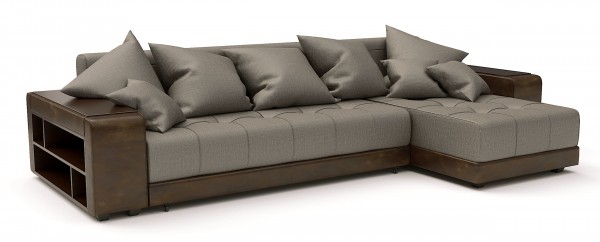 Угловой диван Дубай еврокнижка коричневая рогожка+коричневая экокожа