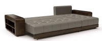Угловой диван Дубай еврокнижка коричневая рогожка+коричневая экокожа