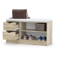 СНЯТО Лайт Тумба для обуви 10.82, цвет дуб крафт серый/белая искусственная кожа, ШхГхВ 97х34,6х52,9 см., НЕ универсальная сборка