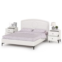 Валенсия Спальня 11.36.01 Кровать + ортопед + две 13.291 Тумбы, цвет ЛДСП белый шагрень/МДФ белый шагрень, ШхГхВ 270х204х115,3 см, 1600х2000 мм., б/м