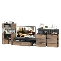 Трувор Гостиная 110, цвет дуб гранж песочный/интра, ШхГхВ 367,6х45,4х135,3 см., универсальная сборка