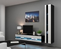 Гостиная Виго нью 8 МДФ Белый DM635-6 / Черный 0190