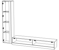 Гостиная Виго нью 8 МДФ Белый DM635-6 / Черный 0190