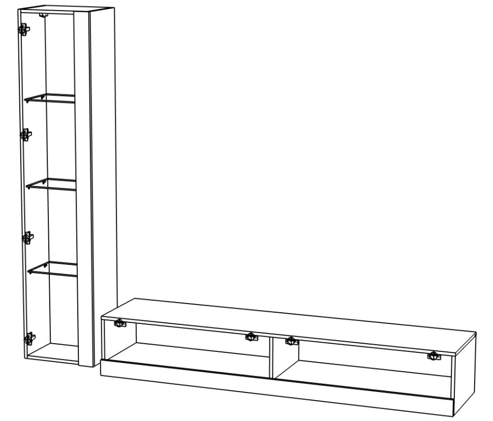 Гостиная Виго нью 8 МДФ Белый DM635-6 / Черный 0190