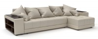 Угловой диван Дубай еврокнижка бежевая рогожка+бежевая экокожа