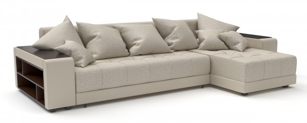 Угловой диван Дубай еврокнижка бежевая рогожка+бежевая экокожа