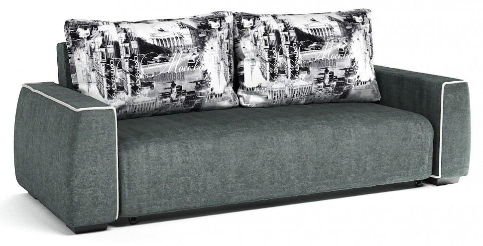 Диван прямой Токио еврокнижка серый велюр+город
