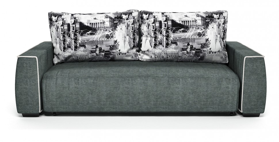 Диван прямой Токио еврокнижка серый велюр+город