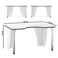 Стол компьютерный С-МД-СК2-1360-900, цвет белый/кромка венге, ШхГхВ 136х90х75 см., опора хром D50 мм., столешница 22 мм. (Стол для геймера)