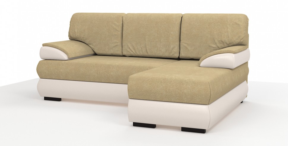 Угловой диван Фиджи велюр бежевый + экокожа белый