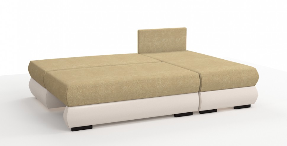 Угловой диван Фиджи велюр бежевый + экокожа белый