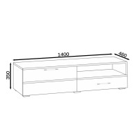 Тумба под ТВ Ларго 1,4, цвет корпус венге/фасады МДФ белый глянец, ШхГхВ 140х46х35 см., НЕ универсальная сборка