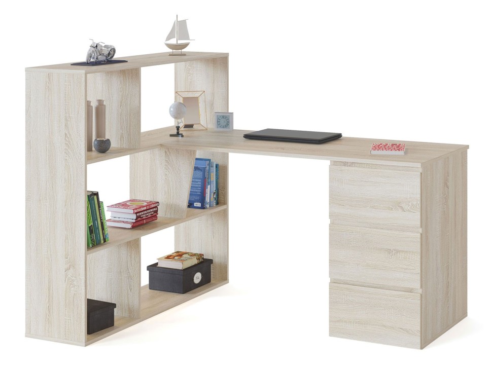 СНЯТО Стол компьютерный Сокол СПМ-20, цвет дуб сонома, ШхГхВ 149,4х120х112,2 см., письменный стол, универсальная сборка