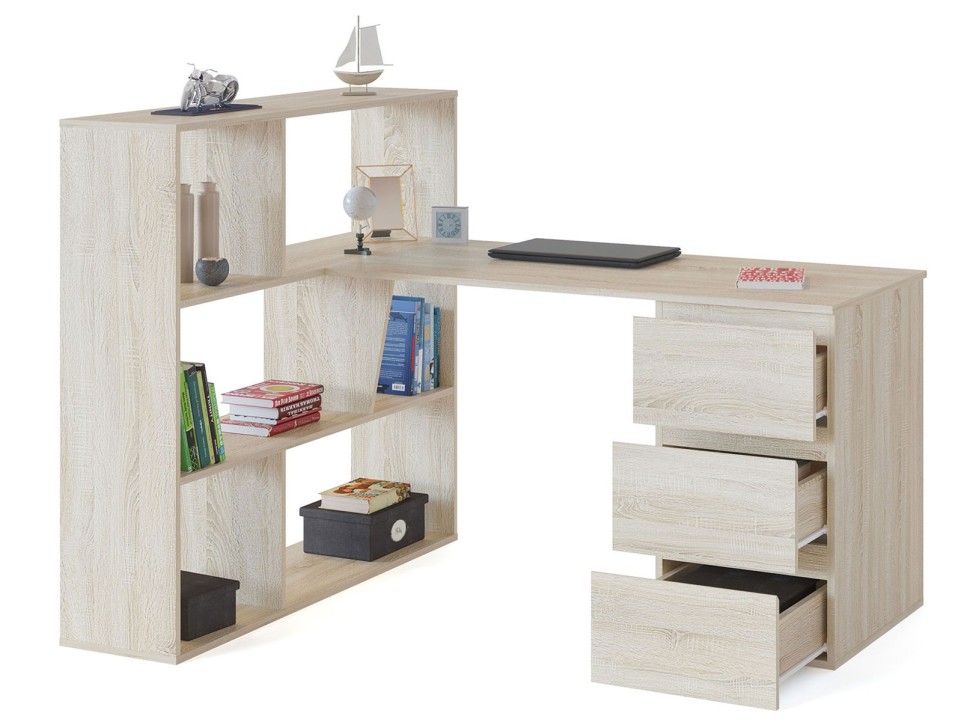 СНЯТО Стол компьютерный Сокол СПМ-20, цвет дуб сонома, ШхГхВ 149,4х120х112,2 см., письменный стол, универсальная сборка