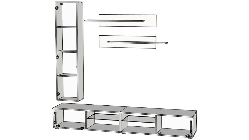 Гостиная 13 Черный 0190 / Белый Фасадный 0101