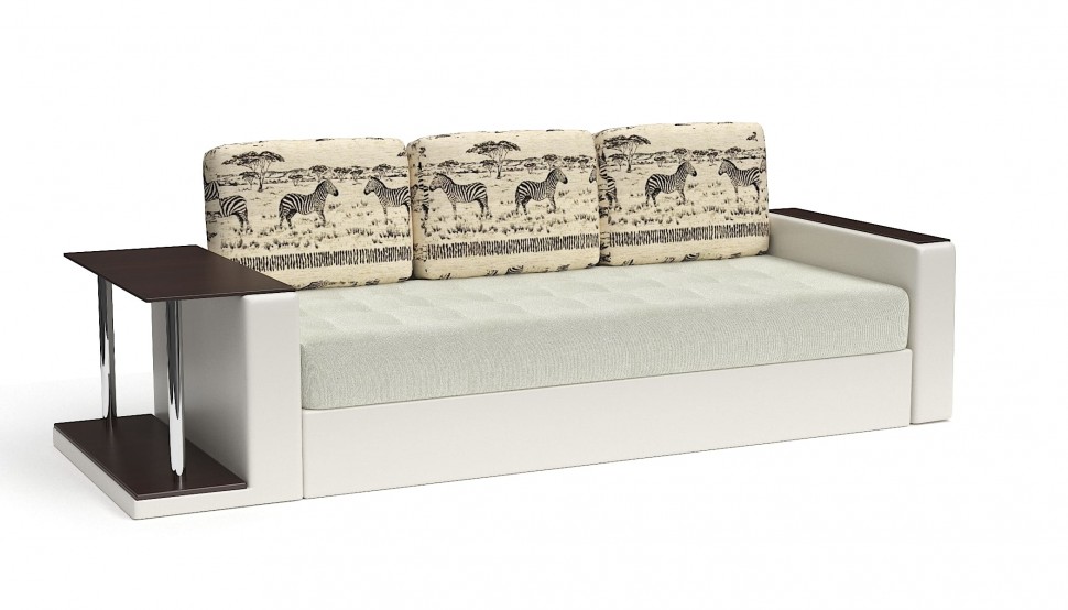 Диван прямой Атланта (Атлантик) бежевый/белый велюр+белая экокожа