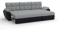 Диван угловой Император Люкс рогожка серый + экокожа черный
