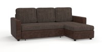 Диван угловой Траумберг велюр коричневый + экокожа коричневый