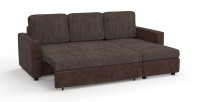 Диван угловой Траумберг велюр коричневый + экокожа коричневый