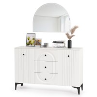 СНЯТО Валенсия Спальня 13.309 Комод + 15.31 Зеркало, цвет ЛДСП белый шагрень/МДФ белый шагрень, ШхГхВ 133,2х38,4х175 см.