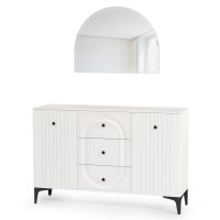 СНЯТО Валенсия Спальня 13.309 Комод + 15.31 Зеркало, цвет ЛДСП белый шагрень/МДФ белый шагрень, ШхГхВ 133,2х38,4х175 см.