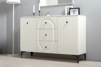 СНЯТО Валенсия Спальня 13.309 Комод + 15.31 Зеркало, цвет ЛДСП белый шагрень/МДФ белый шагрень, ШхГхВ 133,2х38,4х175 см.