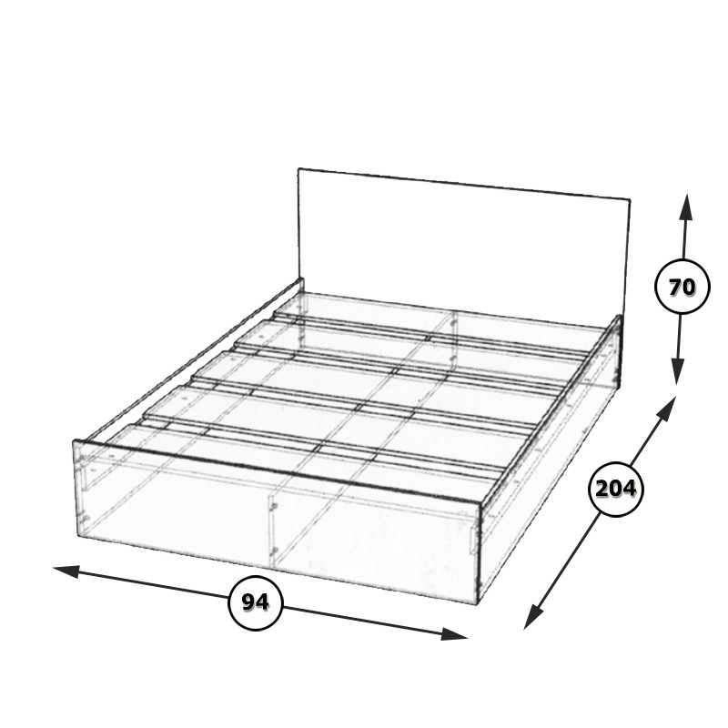 Стандарт Кровать 0900, цвет дуб сонома, ШхГхВ 93,5х203,5х70 см., сп.м. 900х2000 мм., без матраса, основание есть
