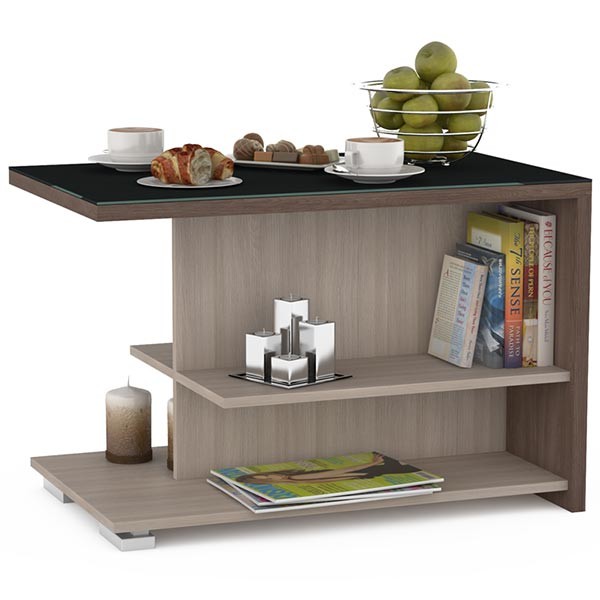 ЭКСПОЗИЦИЯ Стол журнальный Мишель 2071, цвет ясень шимо тёмный/ясень шимо светлый/стекло чёрное серебро, в СОБРАННОМ ВИДЕ, ШхГхВ 83х51х55 см.