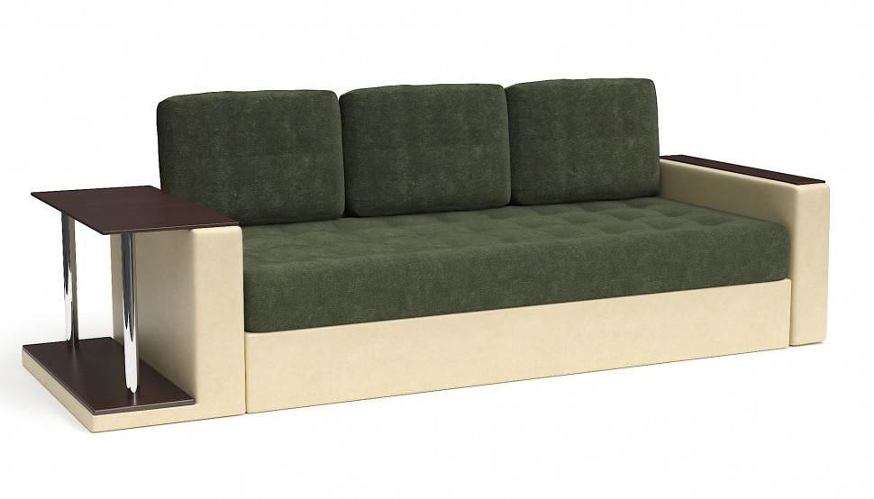 Диван прямой Атланта (Атлантик) зеленый велюр+бежевая экокожа