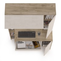 КР100 Стол компьютерный Комфорт 12.71, цвет дуб крафт серый/шёлковый камень, ШхГхВ 116,7х60,2х165,4 см., НЕ универсальная сборка