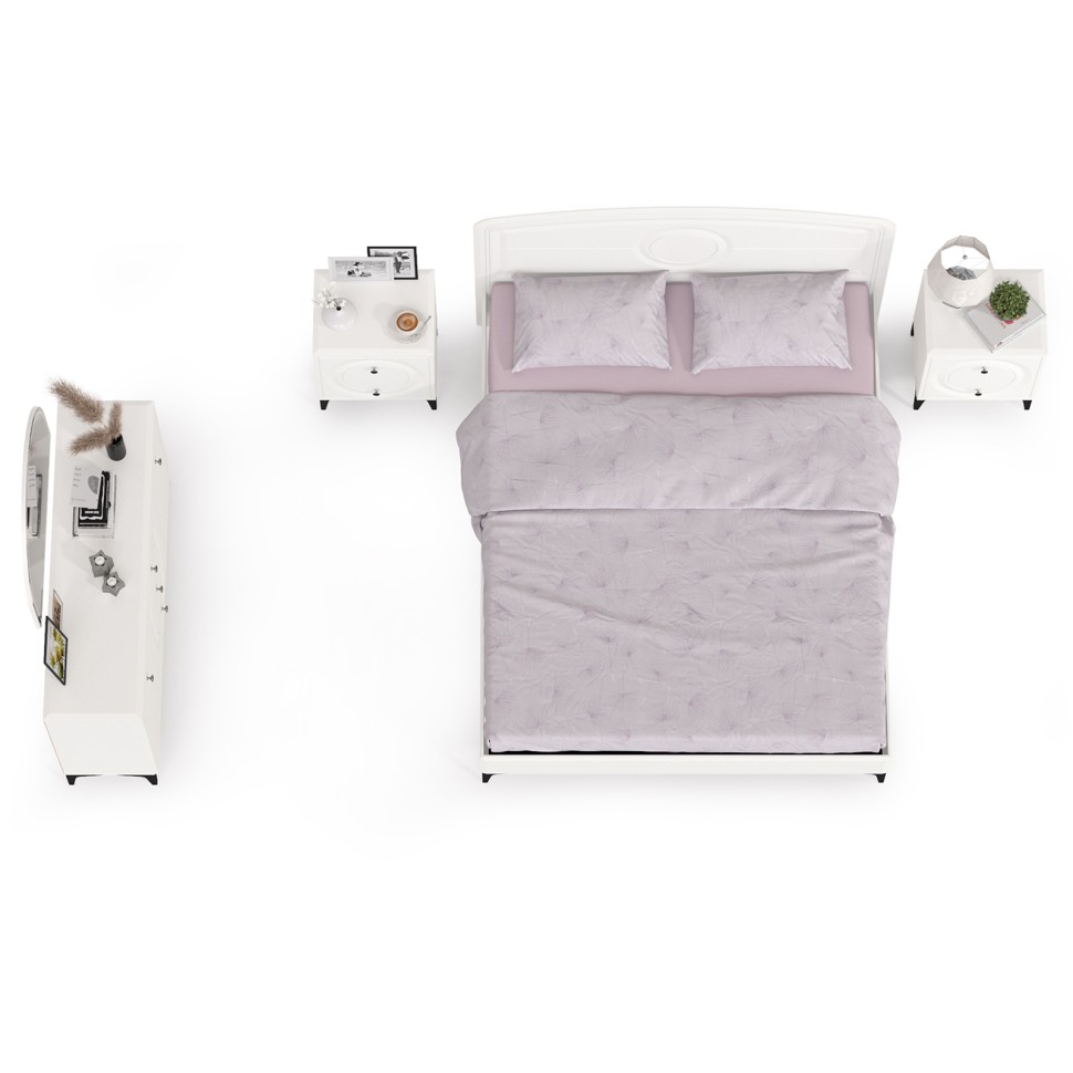 СНЯТО Валенсия Спальня № 01, цвет ЛДСП белый шагрень/МДФ белый шагрень, ортопед есть, сп. м. 1600х2000 мм., б/м