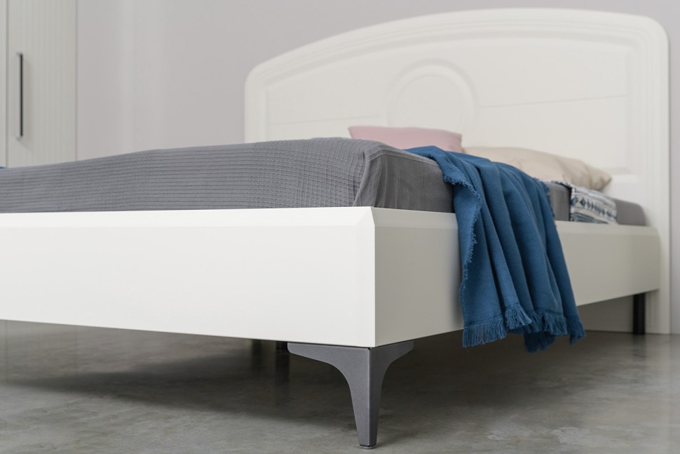 СНЯТО Валенсия Спальня № 01, цвет ЛДСП белый шагрень/МДФ белый шагрень, ортопед есть, сп. м. 1600х2000 мм., б/м