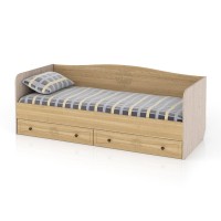 СНЯТО Онега лён КР-800 Кровать 800 с ящиками(ЯЩИКИ ЕСТЬ !!!), цвет лён/ясень шимо светлый, ШхГхВ 204х84х80 см., осн. есть, б/м, сп. м. 800х2000 мм.