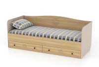 СНЯТО Онега лён КР-800 Кровать 800 с ящиками(ЯЩИКИ ЕСТЬ !!!), цвет лён/ясень шимо светлый, ШхГхВ 204х84х80 см., осн. есть, б/м, сп. м. 800х2000 мм.