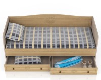 СНЯТО Онега лён КР-800 Кровать 800 с ящиками(ЯЩИКИ ЕСТЬ !!!), цвет лён/ясень шимо светлый, ШхГхВ 204х84х80 см., осн. есть, б/м, сп. м. 800х2000 мм.