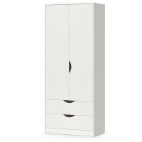 КР100 Уна 13.327 Шкаф для одежды, цвет белый(структура Поры дерева), ШхГхВ 83,8х49,7х205,3 см., два выдвижных ящика