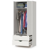 КР100 Уна 13.327 Шкаф для одежды, цвет белый(структура Поры дерева), ШхГхВ 83,8х49,7х205,3 см., два выдвижных ящика