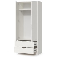 КР100 Уна 13.327 Шкаф для одежды, цвет белый(структура Поры дерева), ШхГхВ 83,8х49,7х205,3 см., два выдвижных ящика